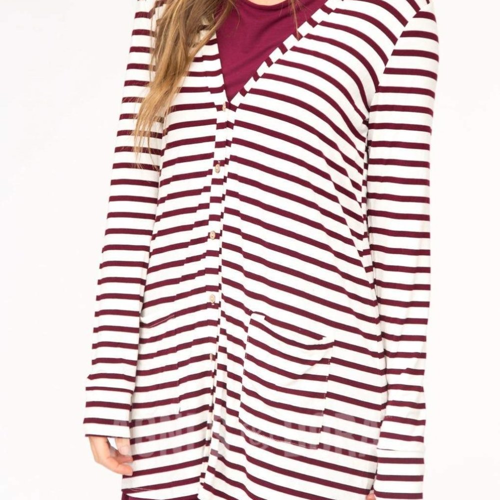 Agnes & Dora NWT Favorite Cardi Modal Dark Wine Stripe - sizes XXS & XS